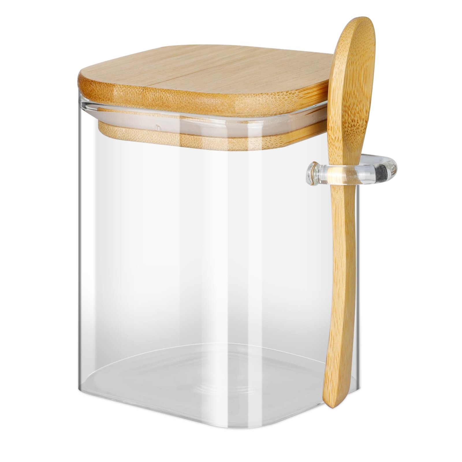 Glass Food Storage Container ? Square 750Ml Airtight Kitchen Jar
