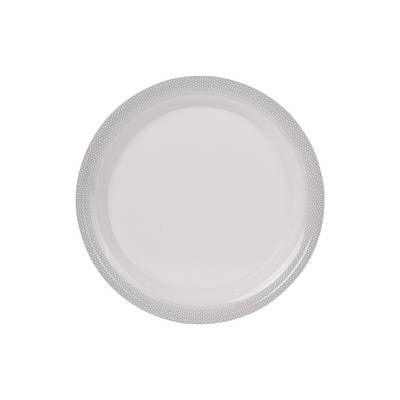Melamine Round Serving Tray S-667- White with Grey Borders