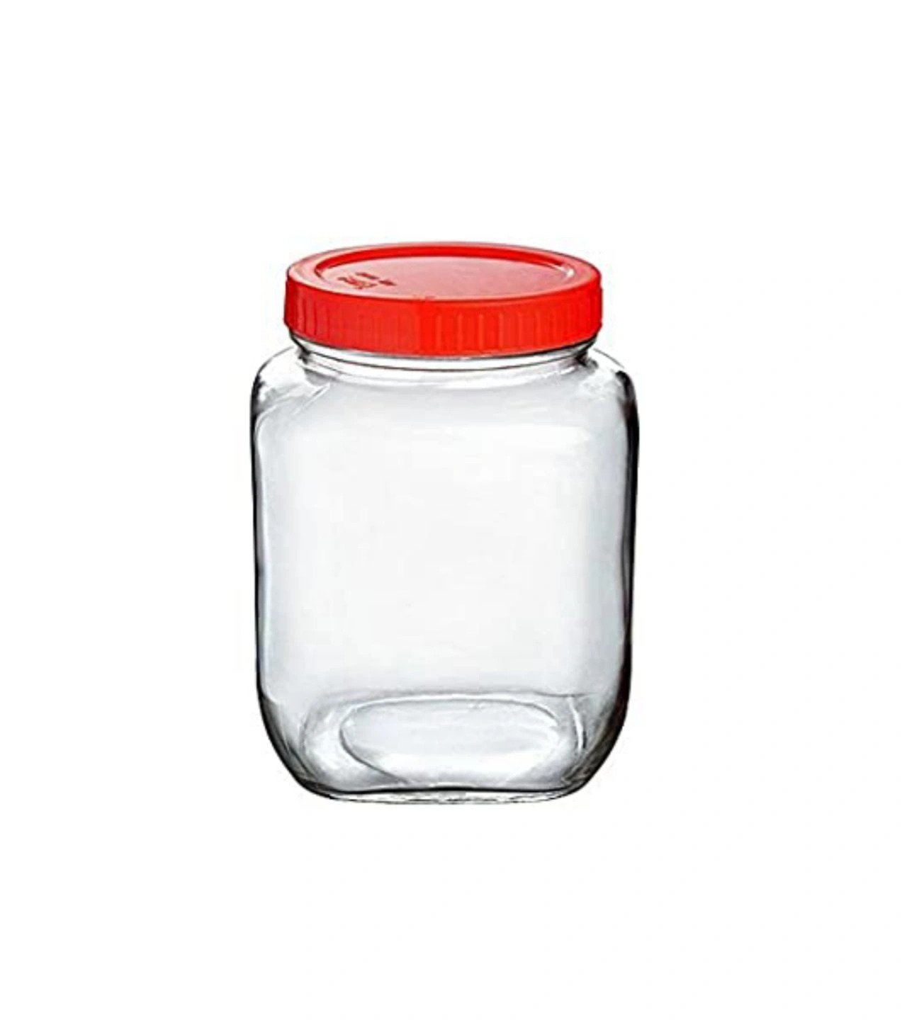 Glass Airtight Container With Red Lid ? 1000Ml Storage Jar