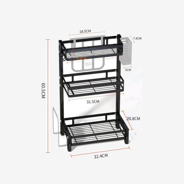 Iron Kitchen rack black 30x22x60cm