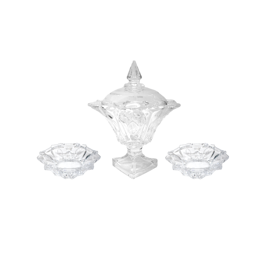 GLASS - CANDY BOX WITH 2 ASH TTRAYS - MURANO