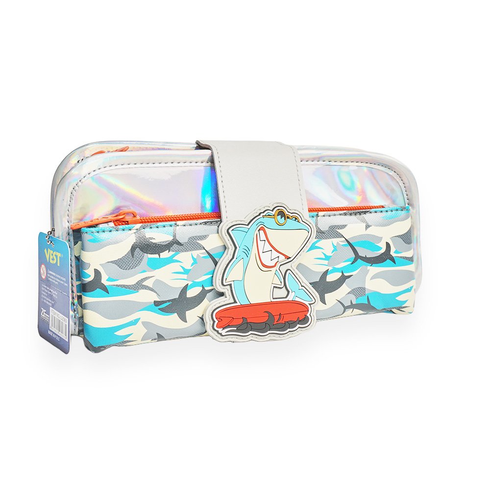 "Shark Pencil Case, Silver"