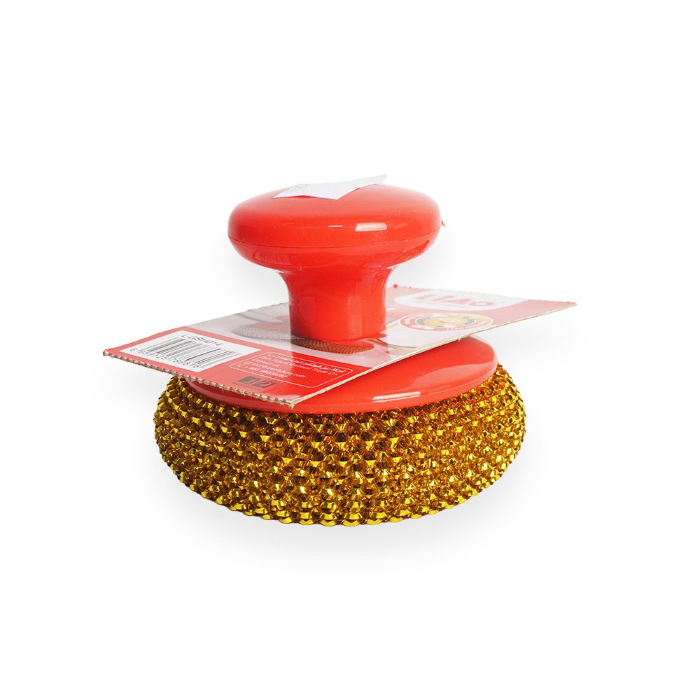 Round Metallic Wire Pot Scourer with Handle