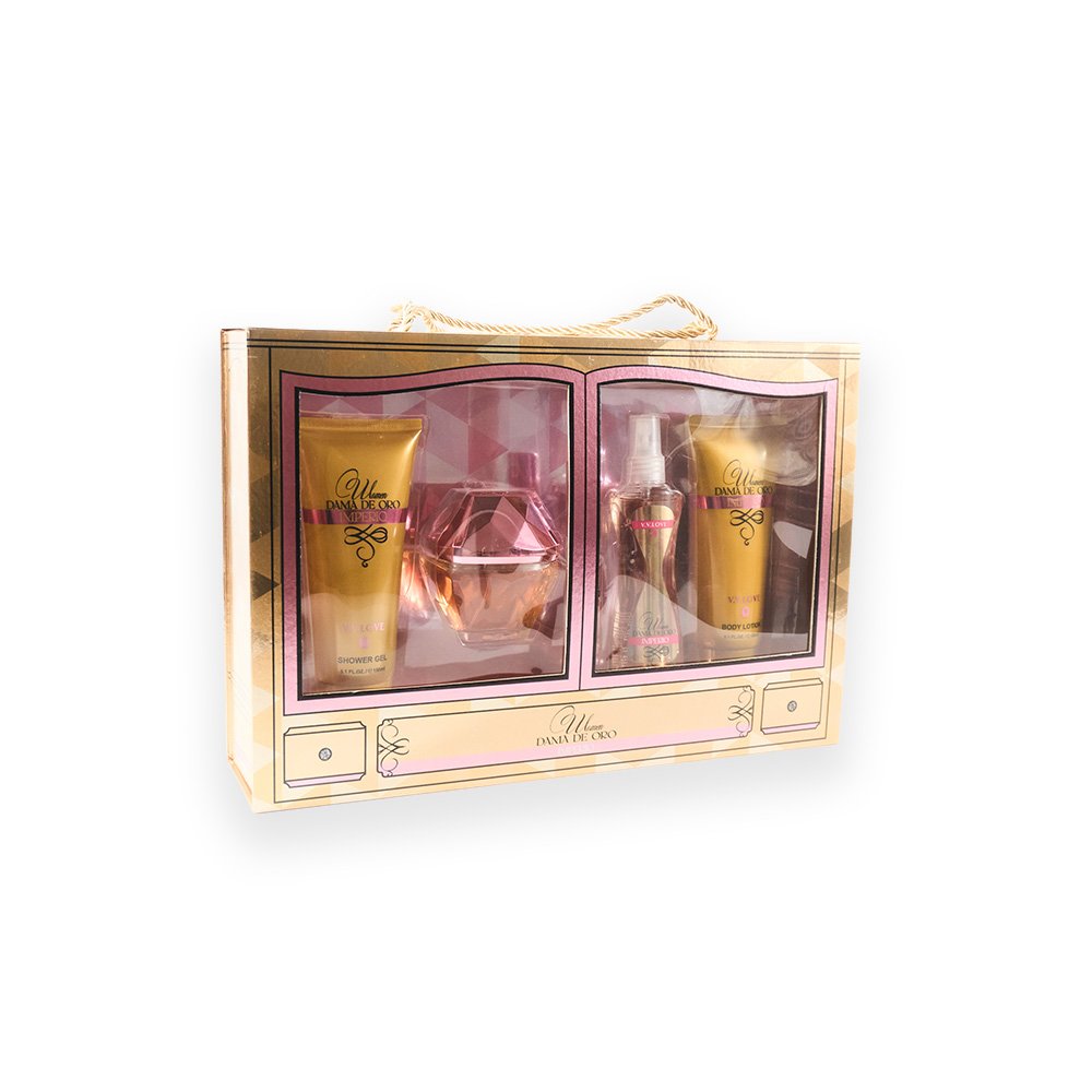 "Fragrance and Skincare Gift Box - Pink & Gold, 5 pcs"