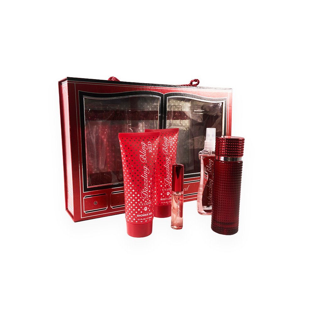 "Dazzling Bling Fragrance and Skincare Gift Box - Red, 5 pcs"