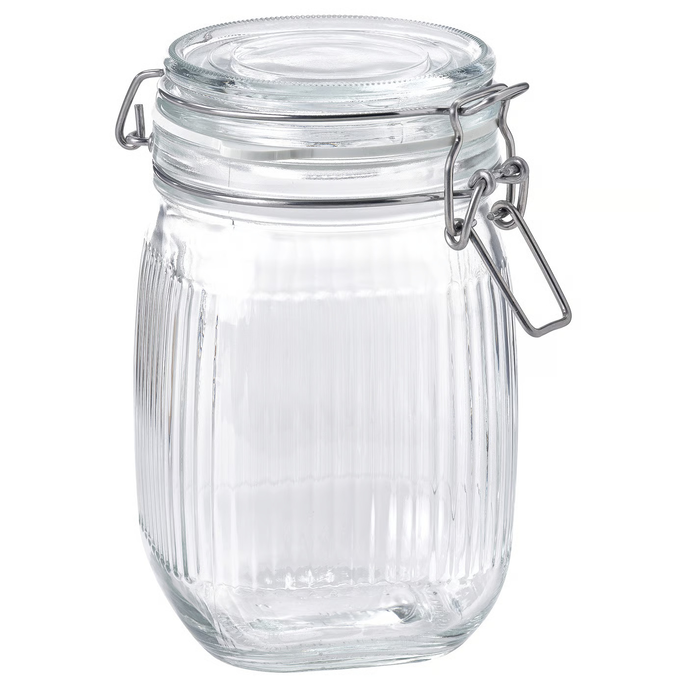 Ribbed Glass Clipped Jar- 1000ml