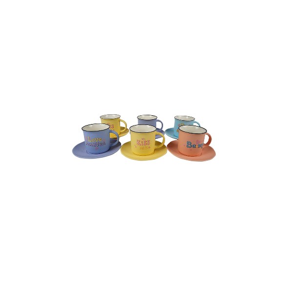 Ceramic cup with saucer decorated 6cm (12)pcs
